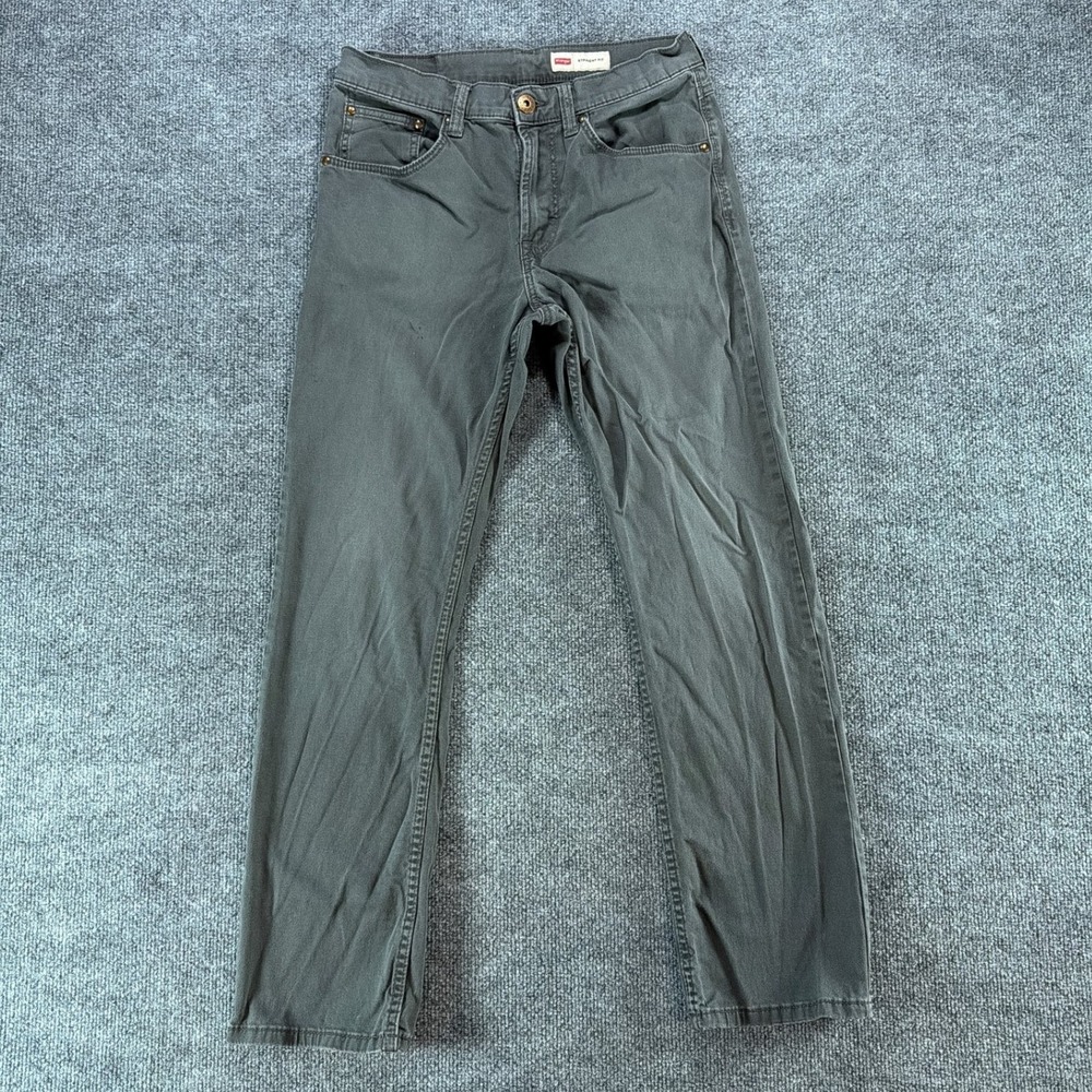 Wrangler Mens Straight Fit Pants Charcoal Gray Chino Jeans 30x28 Western Utility